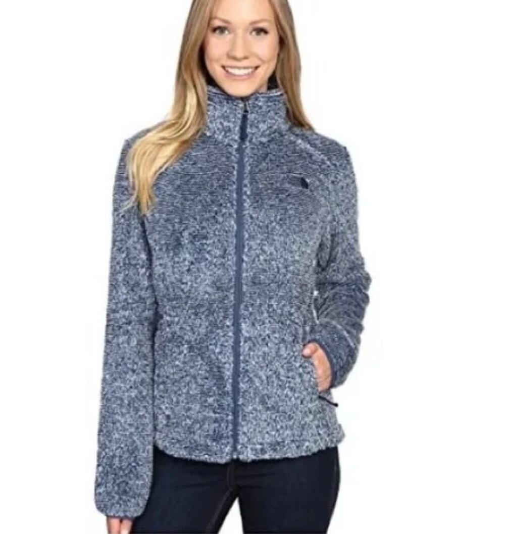 The North Face Osito Jacket Shady Blue Stripe Plush Fleece Zip Women's Size S